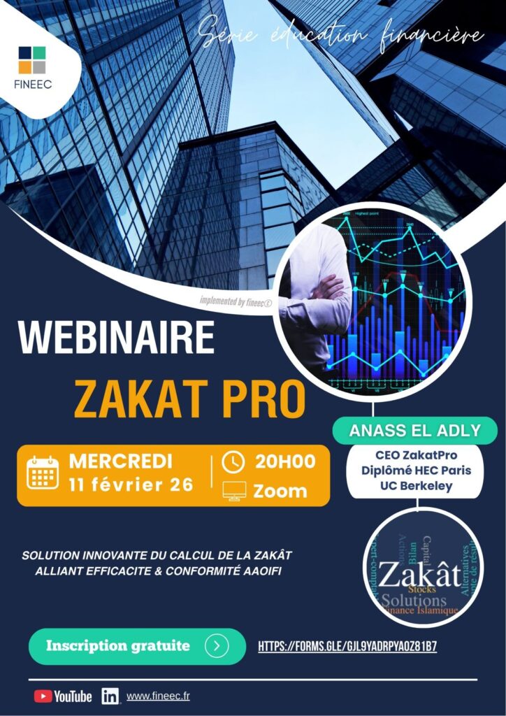 Poster for the webinar “Zakat on professional activities”